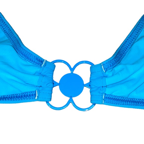 AUTH Louis Vuitton Neon Blue Metal Flower Charm Logo Halter Tie Bikini Swimsuit - Picture 10 of 16